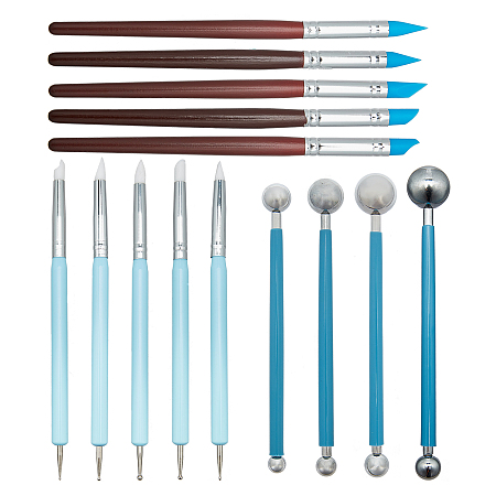 Gorgecraft DIY Kit, with Paint Brushes, Ball Styluses Pottery Ceramics Tool, Double Different Head Nail Art Dotting & Sculpture Tools, Mixed Color, 12.5~17.5cm; 14pcs/set