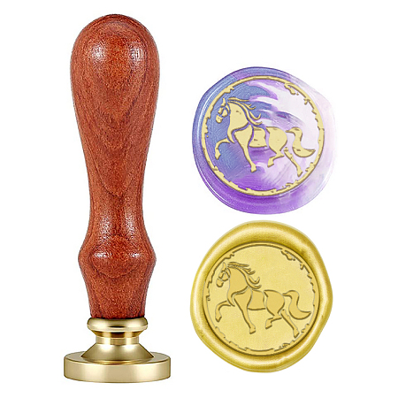 CRASPIRE DIY Scrapbook, Brass Wax Seal Stamp and Wood Handle Sets, Animal Pattern, 90mm; Stamps: 25mm