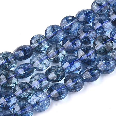 Arricraft Natural Kyanite/Cyanite/Disthene Beads Strands, Dyed, Faceted, Flat Round, 6x4mm, Hole: 0.8mm, about 66pcs/strand, 15.1 inches