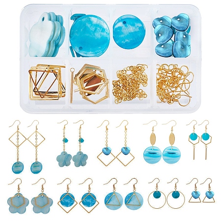 SUNNYCLUE DIY Shell  Earring Making Kits, include Freshwater Shell Pandents, Brass Linking Rings & Cable Chains & Earring Hooks, Alloy Linking Rings, Iron Jump Rings, Golden