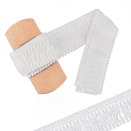 GORGECRAFT Cotton Lace Ribbon Edge Trimmings, Tassel Ribbon, for Sewing Cloth Craft, White, 2-1/2 inches(60mm), 5yards/roll(4.57m/roll)