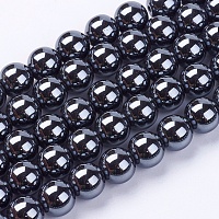 ARRICRAFT Non-Magnetic Synthetic Hematite Beads Strands, Grade AA, Round, Black, Black, 8mm, Hole: 3mm; about 53pcs/strand
