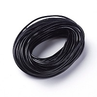 Honeyhandy Cowhide Leather Cord, Leather Jewelry Cord, Black, Round, Dyed, Size: about 1mm in diameter