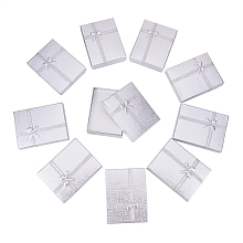 NBEADS 12PCS Cardboard Jewelry Gift Boxes Gift Boxes Necklace & Bracelet Holder with Bow Tie, Silver, 9 x 7 x 3 cm