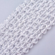 Honeyhandy Glass Beads Strands, Crystal Suncatcher, Faceted, teardrop, Clear, about 7mm long, 5mm thick, hole: 1.5mm, about 69pcs/strand