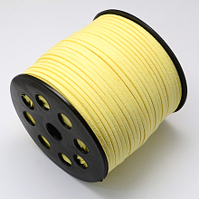 Honeyhandy Eco-Friendly Faux Suede Cord, Faux Suede Lace, Champagne Yellow, 3.0x1.4mm, about 98.42 yards(90m)/roll