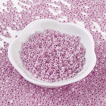 MGB Matsuno Glass Beads, Japanese Seed Beads, 8/0 Ceylon Seed Beads, Glass Round Hole Seed Beads, Hot Pink, 3x2mm, Hole: 1mm, about 14000pcs/bag, 450g/bag