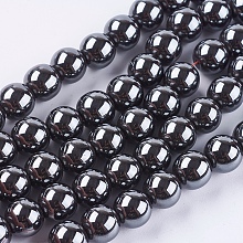 Honeyhandy Non-Magnetic Synthetic Hematite Beads Strands, Round, 10mm, Hole: 1.2mm, about 42pcs/strand