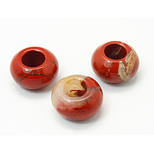 Honeyhandy Brecciated Jasper European Bead, Large Hole Beads, No Core, FireBrick, Rondelle, 14x8mm