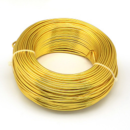 Honeyhandy Round Aluminum Wire, Bendable Metal Craft Wire, for DIY Jewelry Craft Making, Gold, 7 Gauge, 3.5mm, 20m/500g(65.6 Feet/500g)