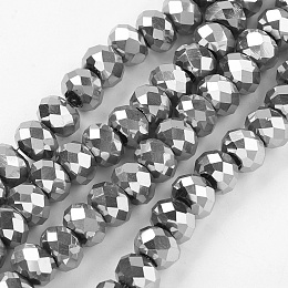 Honeyhandy Electroplate Glass Beads, Faceted, Rondelle, Gainsboro, 8x5mm, Hole: 3mm