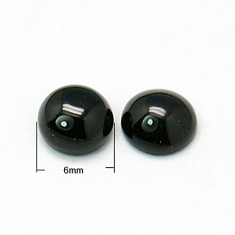 Honeyhandy Natural Black Agate Cabochons, Half Round, Black, 6x3~3.5mm