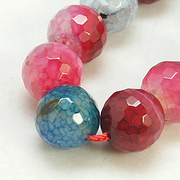 Honeyhandy Natural Agate Beads Strands, Dyed, Faceted, Round, Colorful, 4mm, Hole: 1mm, about 95pcs/strand, 14.5 inch