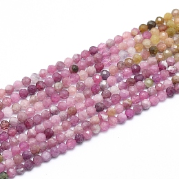 Honeyhandy Natural Tourmaline Beads Strands, Faceted, Round, 3.5mm, Hole: 0.7mm, about 115pcs/strand, 15.55 inch(39.5cm)