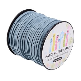 ARRICRAFT 3mm Micro-Fiber Flat Leather Lace Beading Thread Faux Suede Cord String Valet 100 Yard Roll Spool for Necklace Bracelet Jewelry Making (LightSteelBlue)