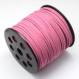 Honeyhandy Eco-Friendly Faux Suede Cord, Faux Suede Lace, Flamingo, 3.0x1.4mm, about 98.42 yards(90m)/roll