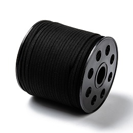 Honeyhandy Eco-Friendly Faux Suede Cord, Faux Suede Lace Suede String for DIY Jewelry Making, Black, 3.0x1.4mm, about 98.42 yards(90m)/roll