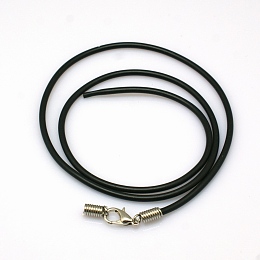 Honeyhandy Rubber Necklace Cord Making, with Platinum Iron Findings, 18 inch, 1.5mm