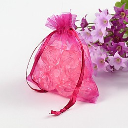 Honeyhandy Organza Gift Bags with Drawstring, Jewelry Pouches, Wedding Party Christmas Favor Gift Bags, Fuchsia, Size: about 8cm wide, 10cm long