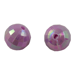 Honeyhandy Plating Eco-Friendly Poly Styrene Acrylic Beads, AB Color, Faceted Round, Purple, 8mm, Hole: 1mm, about 2000pcs/500g