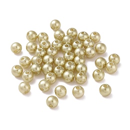 Honeyhandy Imitation Pearl Acrylic Beads, Dyed, Round, Pale Goldenrod, 6x5.5mm, Hole: 1.5~2mm, about 4500pcs/pound