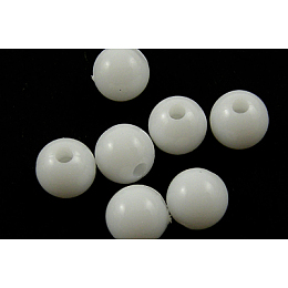 Honeyhandy Opaque Acrylic Beads, Round, White, Size: about 4mm in diameter, hole: 1mm, about 14000pcs/500g