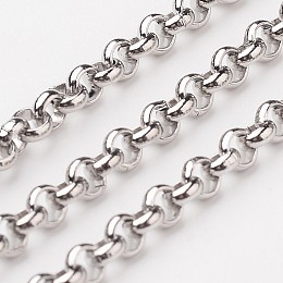 Honeyhandy 304 Stainless Steel Rolo Chains, Unwelded, Stainless Steel Color, 4x1.5mm