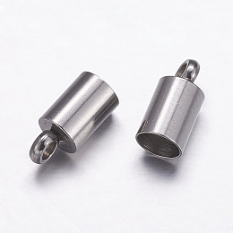 Honeyhandy 304 Stainless Steel Cord Ends, End Caps, Stainless Steel Color, 8.5x4mm, Hole: 1.5mm, Inner Diameter: 3.5mm