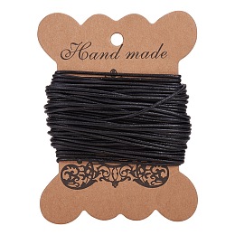 BENECREAT 50 Yards 1.5mm Round Genuine Leather Cord Black Leather Cord  String for Bracelet Neckacle Beading Jewelry Making DIY Crafts