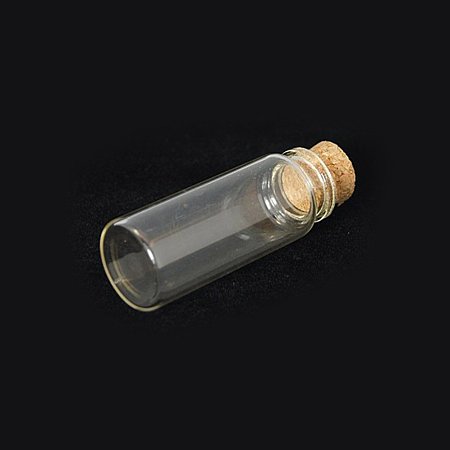 NBEADS 200 Pcs Glass Jar Glass Bottles, with Tampions, Bead Containers, Clear, about 35mm long, 16mm in diameter
