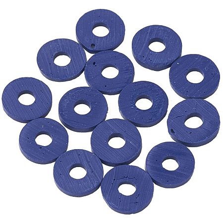 NBEADS 10 Strands Handmade Flat Round Polymer Clay Bead Spacer Beads for DIY Jewelry Making, 3x1mm, Hole: 1mm, About 380pcs/strand, MidnightBlue