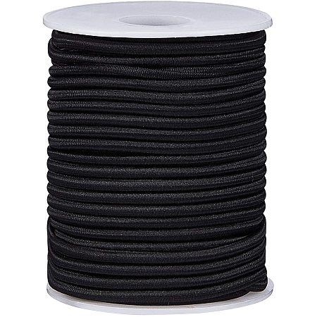 BENECREAT 3.5mm Black Elastic Cord 20m/21 Yard Stretch Thread Beading Cord Fabric Crafting String Rope for DIY Crafts Bracelets Necklaces