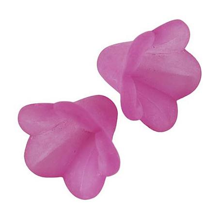 ARRICRAFT Translucent Acrylic Beads, Frosted, Flower, DeepPink, Size: About 14mm in Diameter, 10mm Thick, Hole: 2mm, About 1300pcs/500g