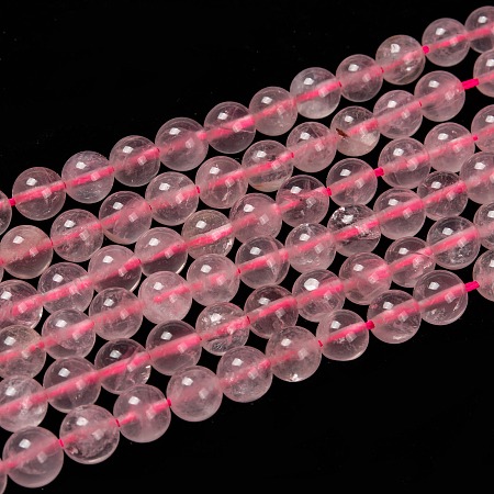 Honeyhandy Natural Rose Quartz Beads Strands, Round, 8mm, Hole: 1mm, about 22~24pcs/strand, 8 inch