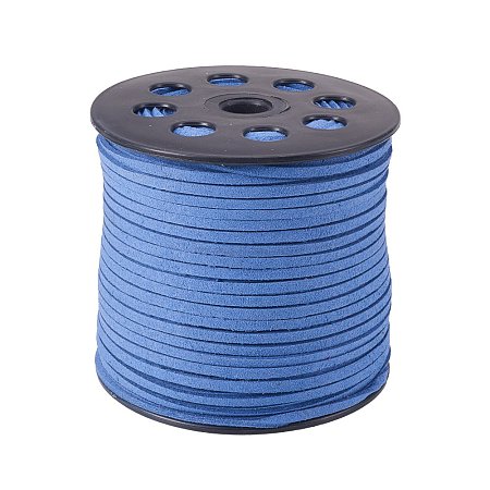 ARRICRAFT 3mm Micro-Fiber Flat Leather Lace Beading Thread Faux Suede Cord String Valet 100 Yard Roll Spool for Necklace Bracelet Jewelry Making (RoyalBlue)