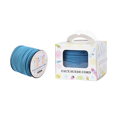 Faux Suede Cord, Faux Suede Lace, Paper Box Packing, Dodger Blue, 3.0x1.4mm; about 98.43yards/roll(90m/roll)