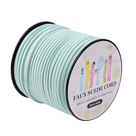 Faux Suede Cord, Faux Suede Lace, Paper Box Packing, Light Cyan, 3.0x1.4mm; about 98.43yards/roll(90m/roll)