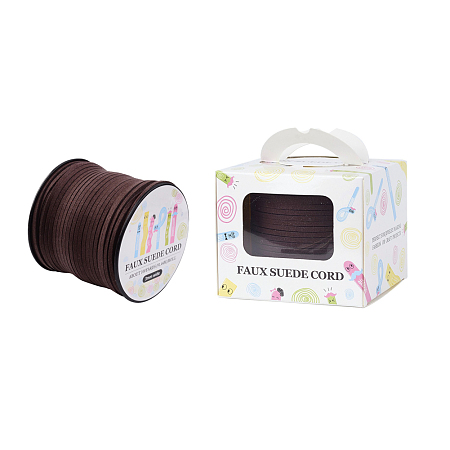 Faux Suede Cord, Faux Suede Lace, Paper Box Packing, Coffee, 3.0x1.4mm; about 98.43yards/roll(90m/roll)