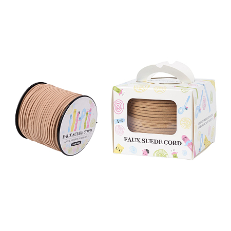 Faux Suede Cord, Faux Suede Lace, Paper Box Packing, PeachPuff, 3.0x1.4mm; about 98.43yards/roll(90m/roll)