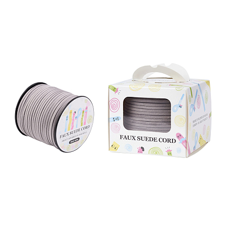 Faux Suede Cord, Faux Suede Lace, Paper Box Packing, Light Grey, 3.0x1.4mm; about 98.43yards/roll(90m/roll)