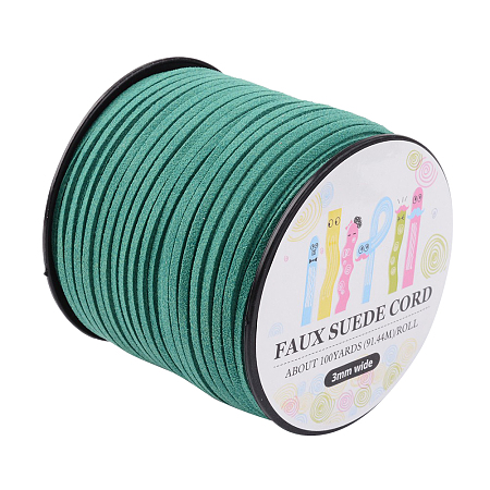 Faux Suede Cord, Faux Suede Lace, Paper Box Packing, Medium Sea Green, 3.0x1.4mm; about 98.43yards/roll(90m/roll)