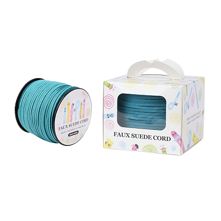 ARRICRAFT 98Yard 90m/roll 3x1.4mm Faux Suede Cord String Leather Lace Beading Thread Suede Lace Double Sided with Roll Spool 295feet DarkTurquoise