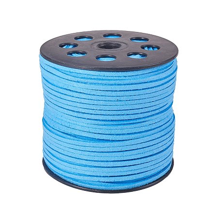 ARRICRAFT 3mm Micro-Fiber Flat Leather Lace Beading Thread Faux Suede Cord String Valet 100 Yard Roll Spool for Necklace Bracelet Jewelry Making (LightSkyBlue)