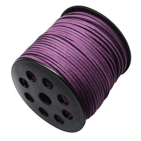 NBEADS 3mm 98 Yards/Roll Camellia Color of Micro Fiber Lace Flat Environmental Faux Suede Leather Cord Beading Thread Cords Braiding String for Jewelry Making