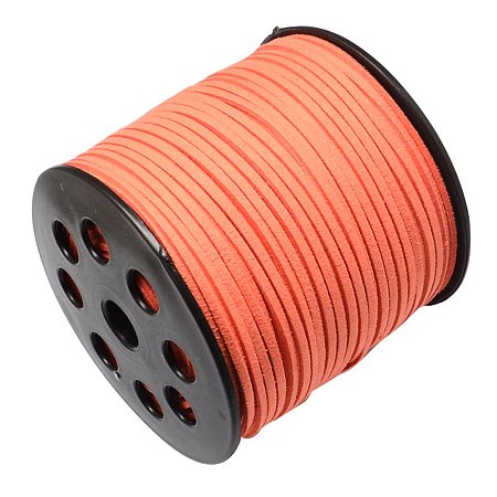 NBEADS 3mm 98 Yards/Roll Coral Color of Micro Fiber Lace Flat Environmental Faux Suede Leather Cord Beading Thread Cords Braiding String for Jewelry Making