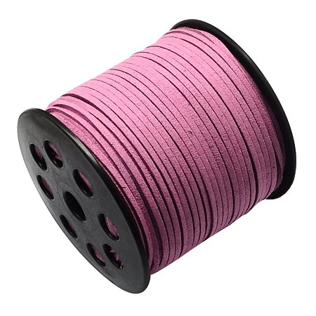 NBEADS 3mm 98 Yards/Roll Old Rose Color of Micro Fiber Lace Flat Environmental Faux Suede Leather Cord Beading Thread Cords Braiding String for Jewelry Making