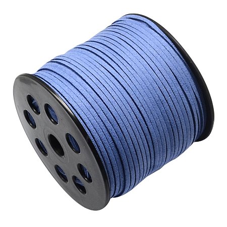 NBEADS 3mm 98 Yards/Roll Royal Blue Color of Micro Fiber Lace Flat Environmental Faux Suede Leather Cord Beading Thread Cords Braiding String for Jewelry Making
