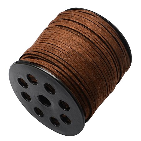 NBEADS 3mm 98 Yards/Roll Coconut Brown Color of Micro Fiber Lace Flat Environmental Faux Suede Leather Cord Beading Thread Cords Braiding String for Jewelry Making