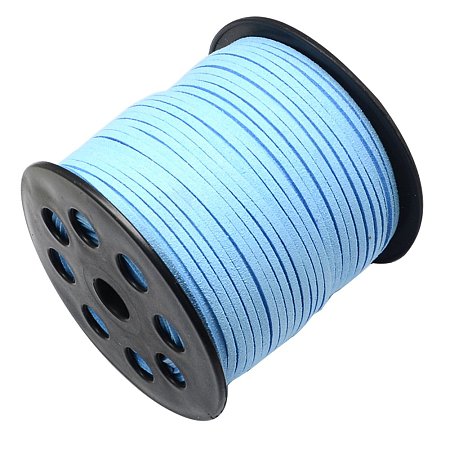 NBEADS 3mm 98 Yards/Roll Light Sky Blue Color of Micro Fiber Lace Flat Environmental Faux Suede Leather Cord Beading Thread Cords Braiding String for Jewelry Making