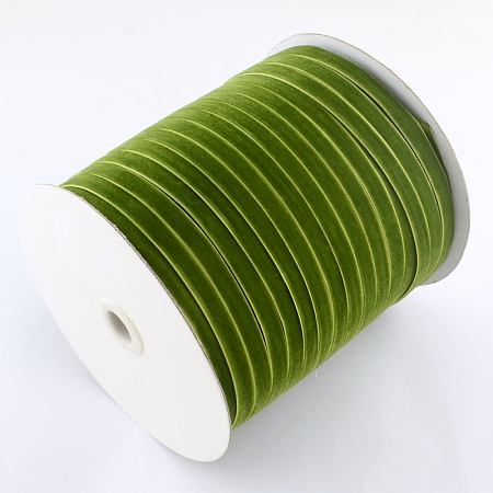 Honeyhandy 1/8 inch Single Face Velvet Ribbon, Olive Drab, 1/8 inch(3.2mm), about 200yards/roll(182.88m/roll)